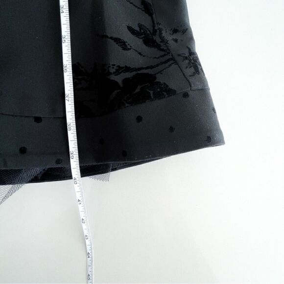 Le Château Halter Party Dress Black Floral Flocking Net Crinoline Women's M - Picture 10 of 11